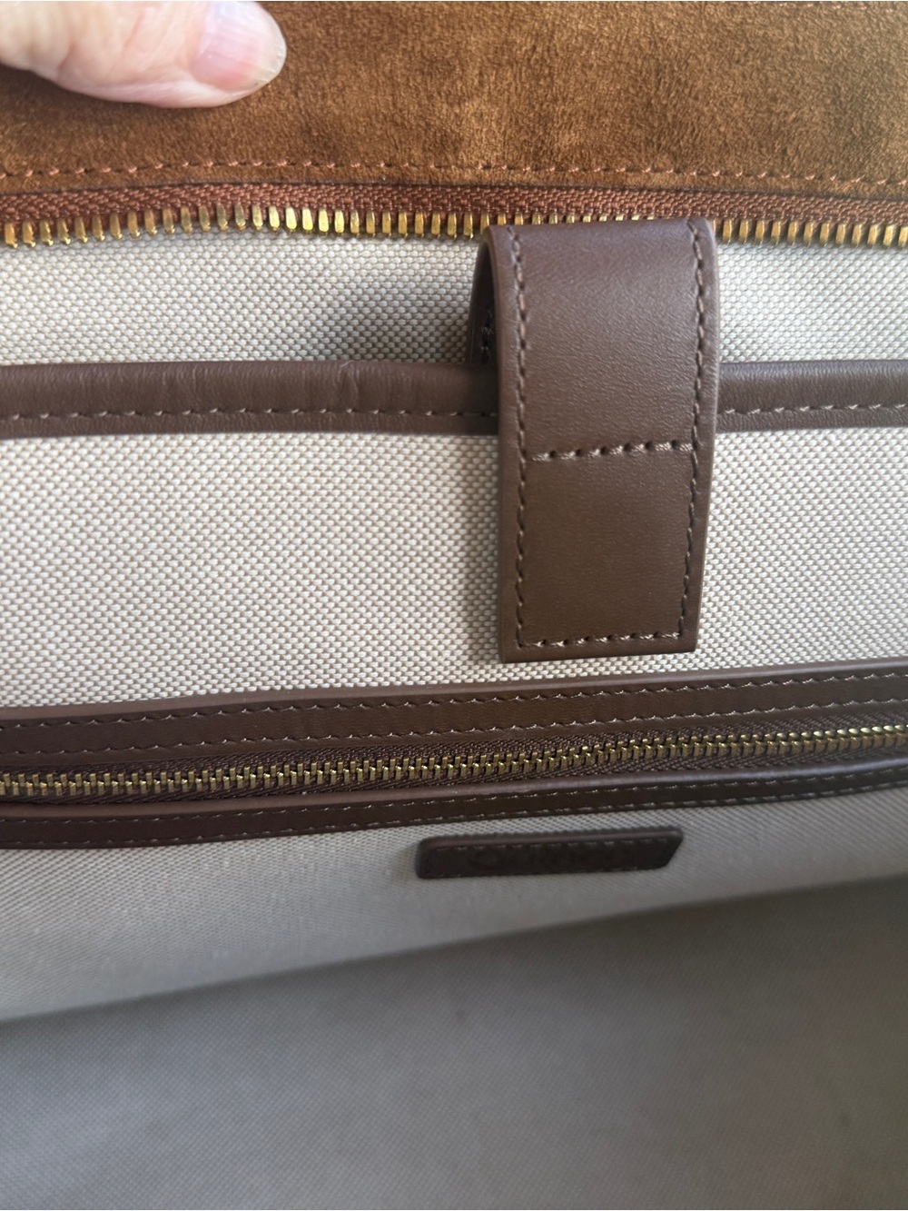 Quince Hudson Italian Suede Tote Whiskey Brown Leather Work Bag - Picture 9 of 12